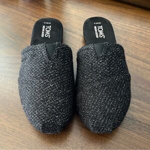 Toms Black and Silver Mules NWOT